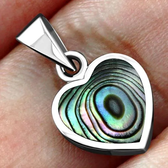 Abalone Shell Heart Sterling Silver Pendant