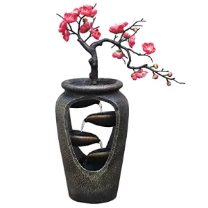 ATORSE® Creative Tabletop Water Fountain Waterfall Decorations Flower Vase Landscape