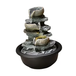 BNF Indoor Waterfall Fountains Mini Waterfall Flowing Water Ornament Waterscape Style C