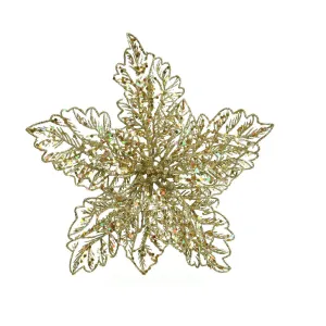 Decoris 23.5cm Gold Poinsettia on Clip