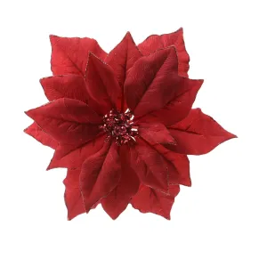 Decoris 24cm Fabric Poinsettia on Clip