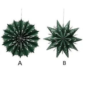 Decoris 40cm Green Paper Star Hanging Decoration (Choice of 2)