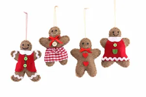 Felt Gingerbread Boy & Girl Christmas Tree Decorations