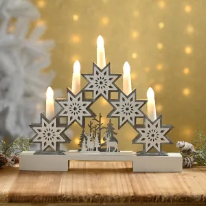 Festive 30cm Star & Reindeer Candle Bridge