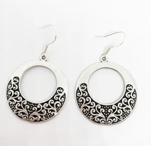 Filigree hearts. Sterling silver hoop earrings, jewelry.