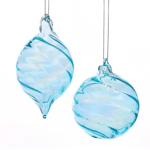 Glass Ice Blue Swirl Ornament