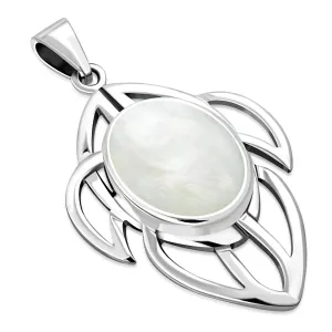 Medium Celtic Knot Mother of Pearl Silver Pendant