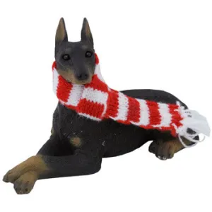 Ornament - Doberman Pinscher, Black with Scarf