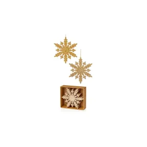 Premier Pack of 6 10cm Gold Snowflake Glitter Mix Decorations