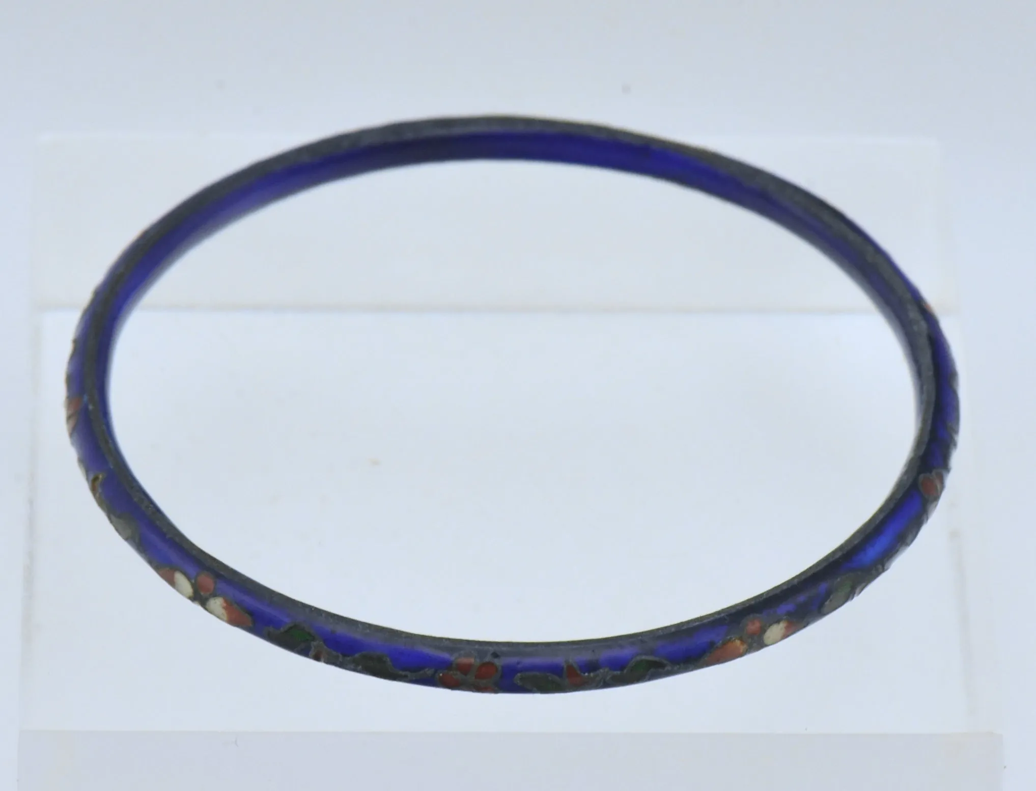 Vintage Blue Champleve Enamel Bangle Bracelet